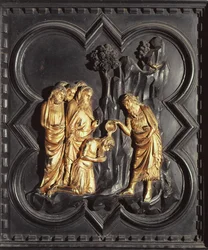 Johannes der Täufer tauft im Jordan, von den Südtüren des Baptisteriums von San Giovanni, 1336